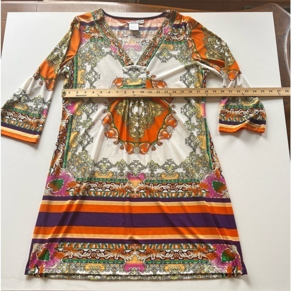 Adore Shift Dress Womens Size Medium Pullover V Neck 3/4 Sleeve!! (D)